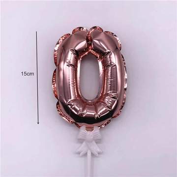 Self inflate Mini Foil Number Balloon Cake Topper- Rose Gold