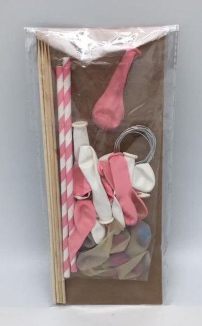 Balloon Cake Topper Arch Kit:  Pink & White Candy Stripe set  (24 balloons)