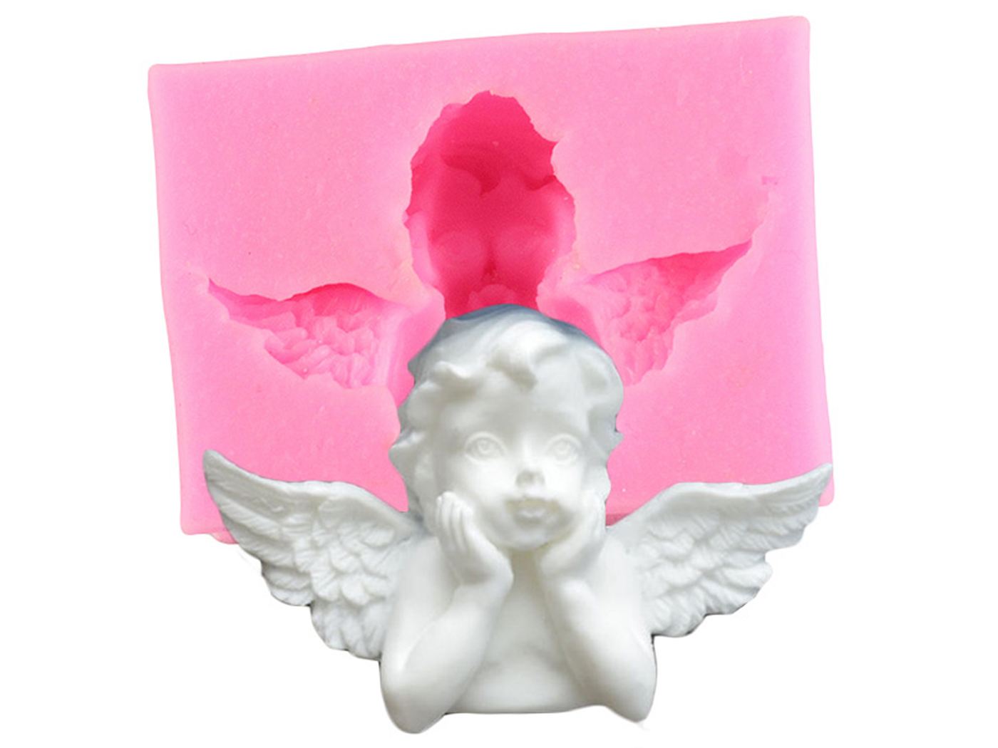 Angel Face & Wings Silicone Cake Topper Mould
