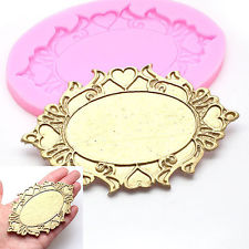 Baroque Vintage Style Ornate Oval Heart Mirror Frame Silicone Mould