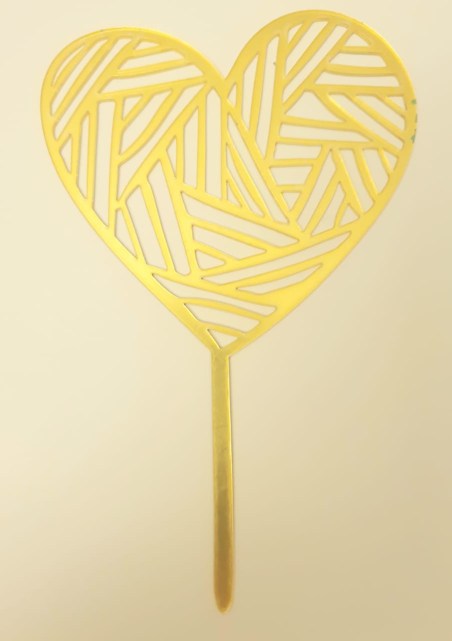 Acrylic Cake Topper Abstract Heart Gold