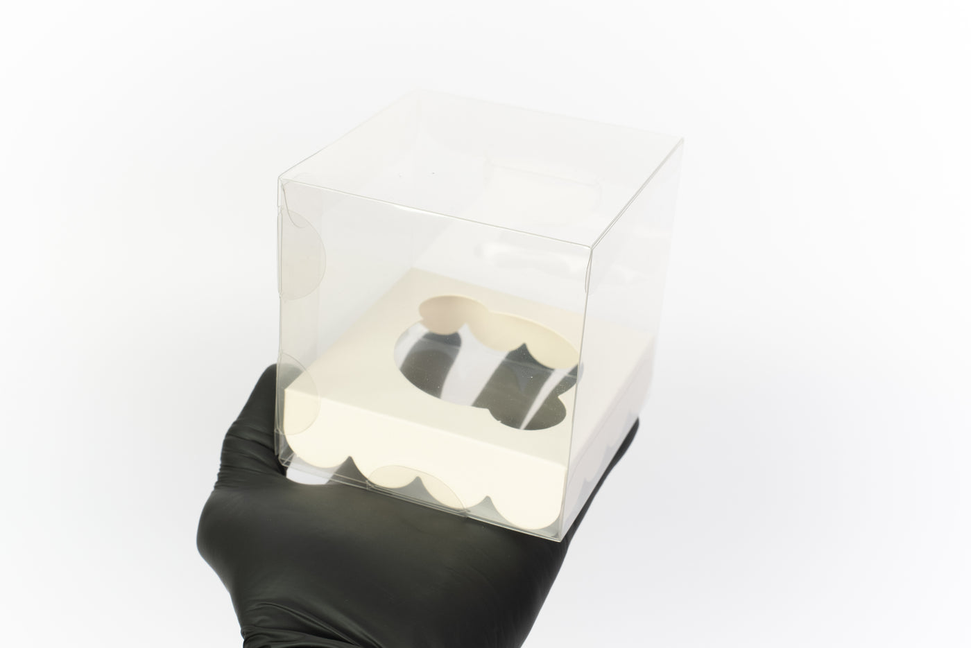 Single Clear Cupcake Box with white insert