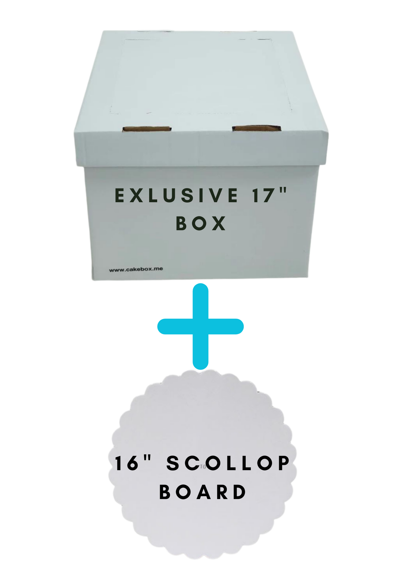 EXCLUSIVE! 17" Cake Box + 16" Scallop Board combo