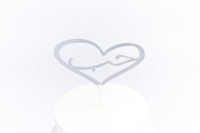 HIB ARABIC LOVE HEART CAKE TOPPER SILVER