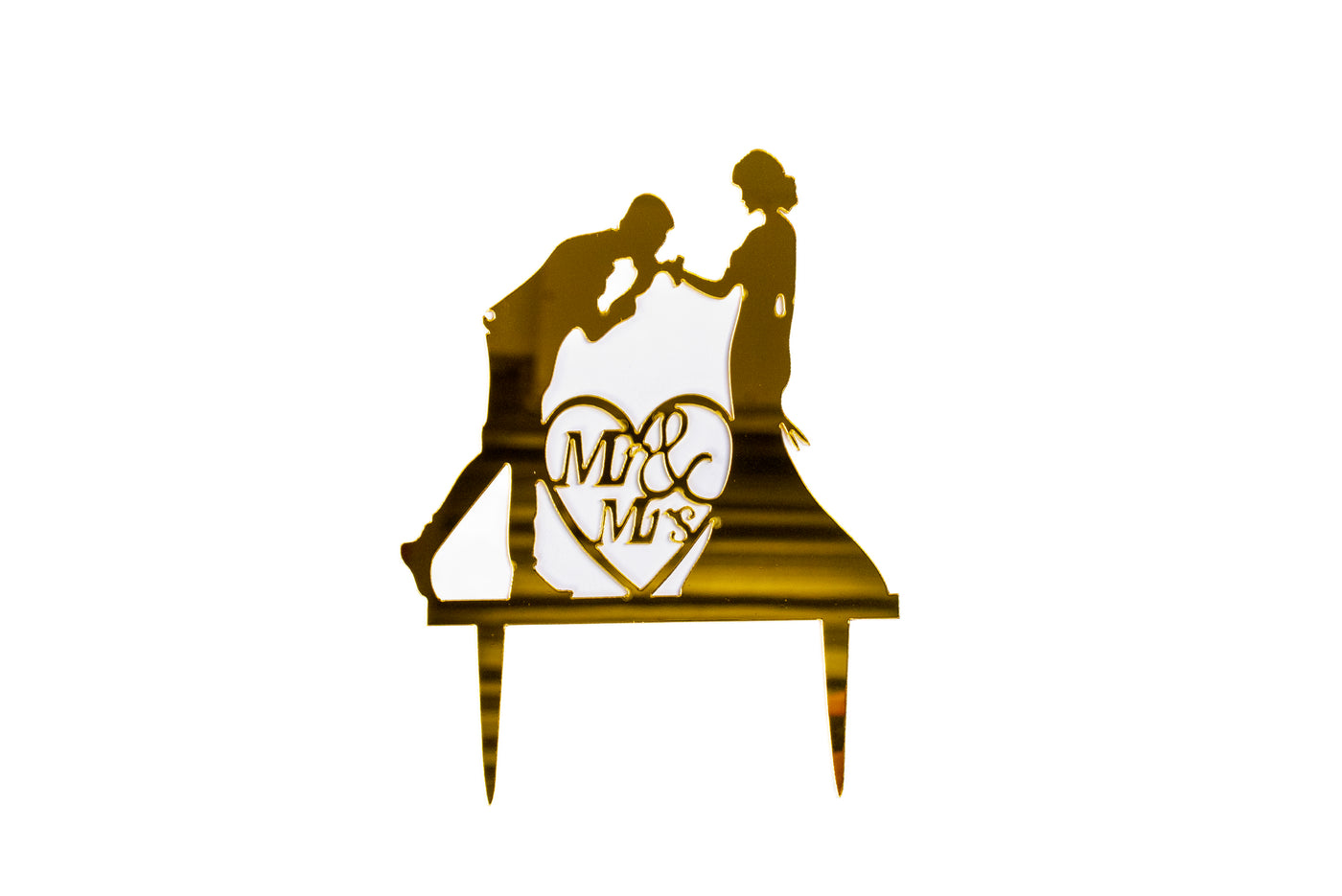 Mr & Mrs Acrylic Cake Topper with heart