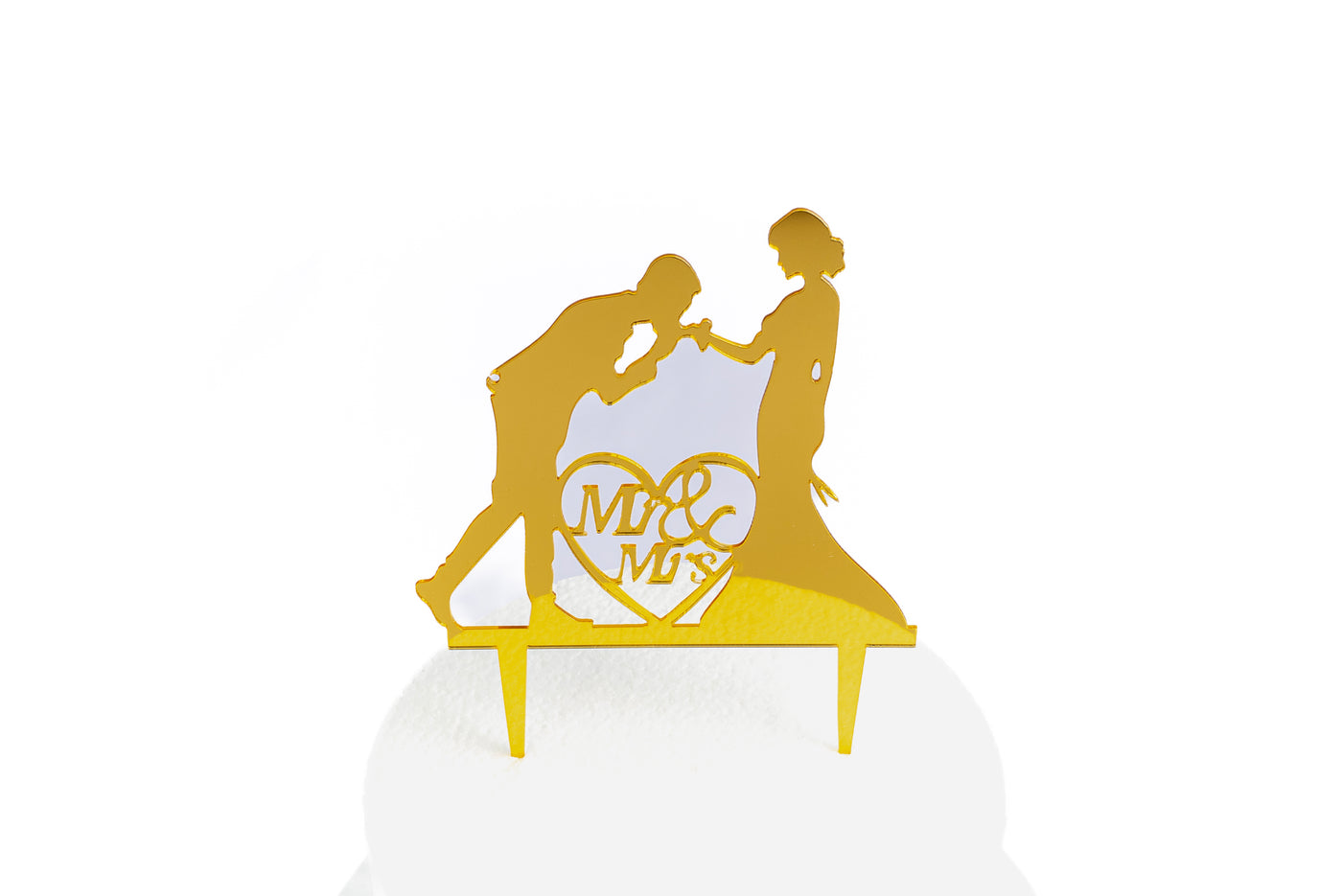 Mr & Mrs Acrylic Cake Topper with heart