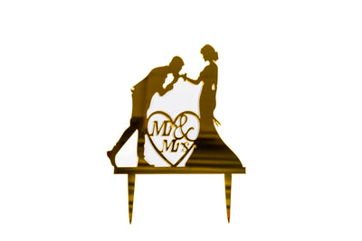 Mr & Mrs Acrylic Cake Topper with heart