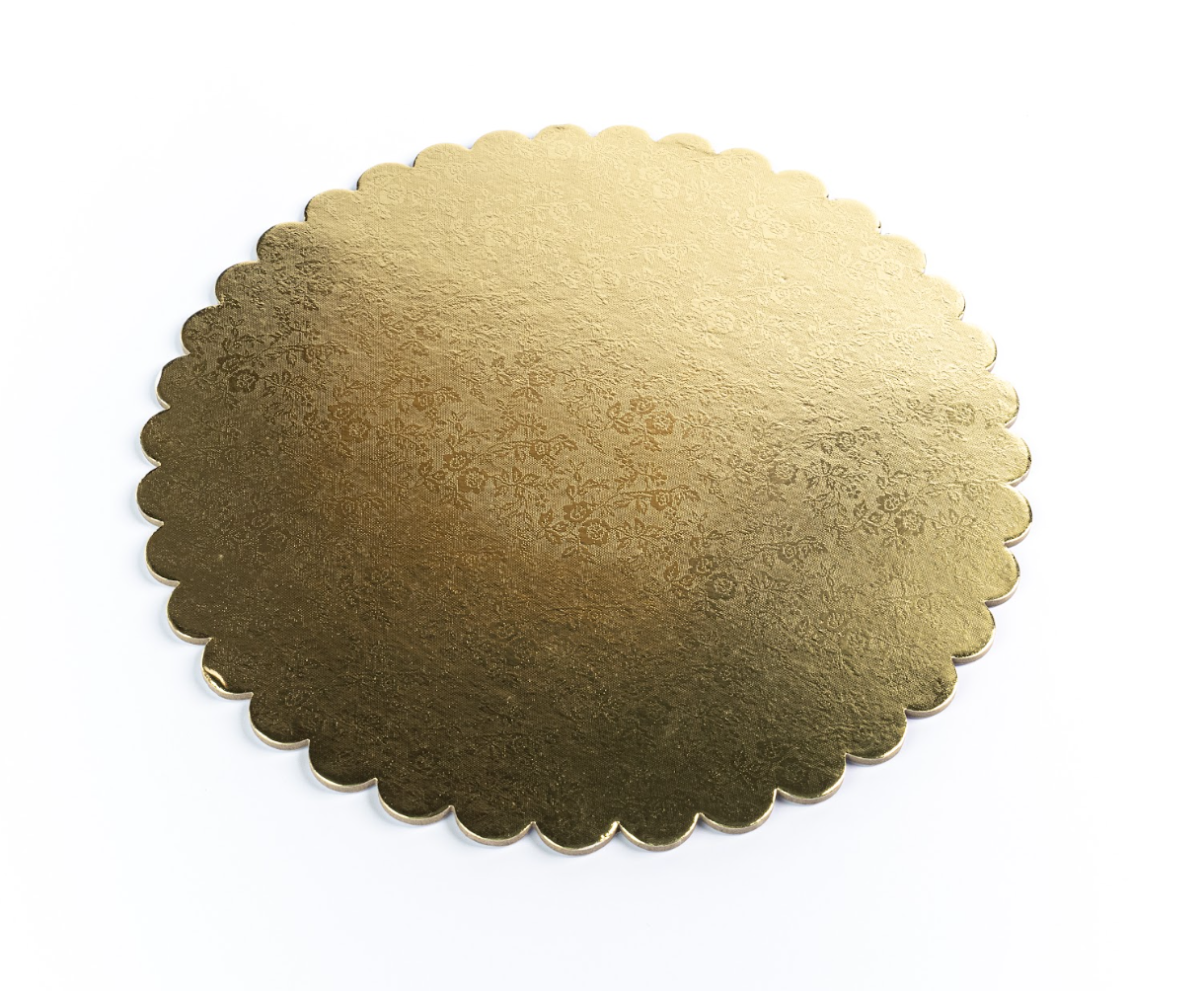 Gold Scallop Mirror Cake Board- Textured