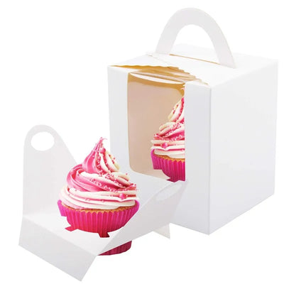 SINGLE TALL WHITE CUPCAKE BOX WITH INSERT