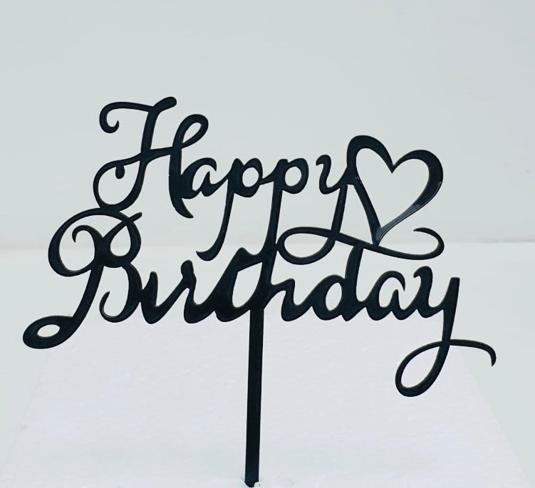 Acrylic Cake Topper  - Happy Birthday Heart