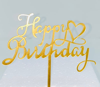 Acrylic Cake Topper  - Happy Birthday Heart
