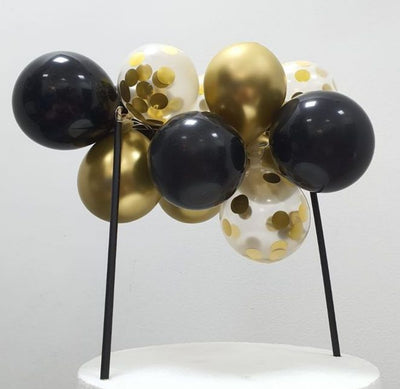 Balloon Cake Topper Arch Kit:  Gold & Black  (24 balloons)