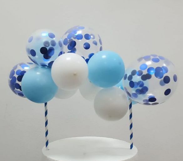 Balloon Cake Topper Arch Kit:  Blue & White Candy Stripe set  (24 balloons)