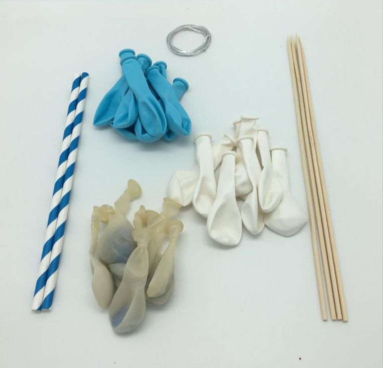 Balloon Cake Topper Arch Kit:  Blue & White Candy Stripe set  (24 balloons)
