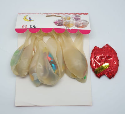 Rainbow Confetti 8-Piece  Latex Balloon Set with Ribbon