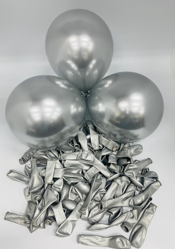 Metallic Silver Latex Balloons 5in,  (10 balloons)