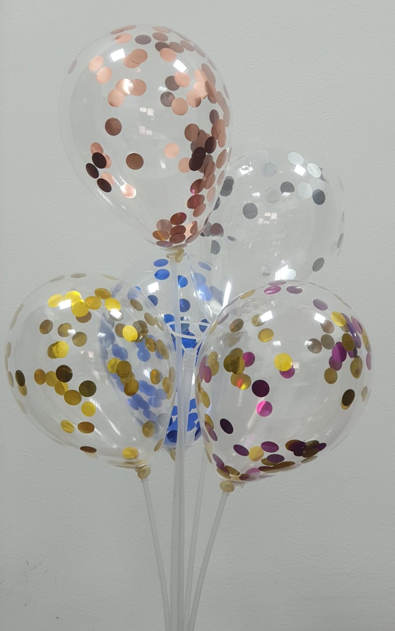 Cake Topper Rainbow Confetti 8-Piece  Latex 5" Balloon (+ 2 free)