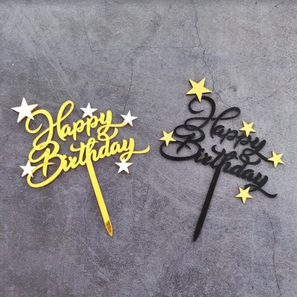 Happy Birthday - Acrylic Cake Topper - Starry