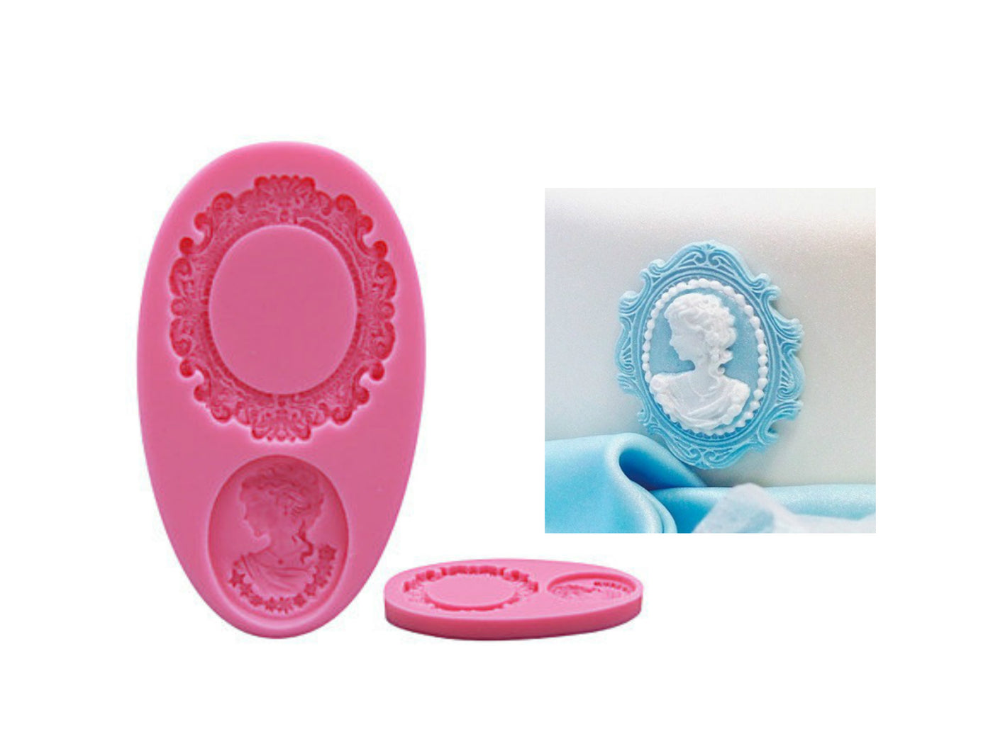 Oval Cameo &amp; Frame 2 Silicone Mould