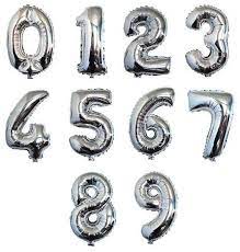 Self inflate Mini Foil Number Balloon Cake Topper- Silver