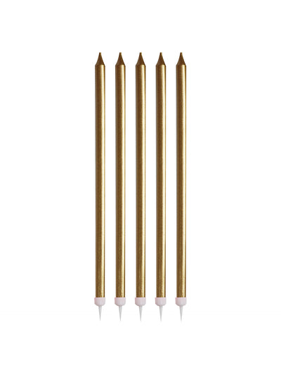 Golden Glow Slim Birthday Candles, Pack of 6