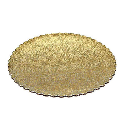 Gold Scallop Mirror Cake Board- Textured