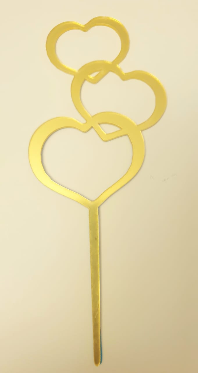 Acrylic  Cake Topper  Hearted Gold
