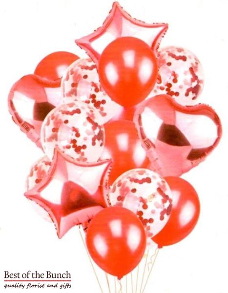 Rosy Red 14-Piece Helium Balloon Set