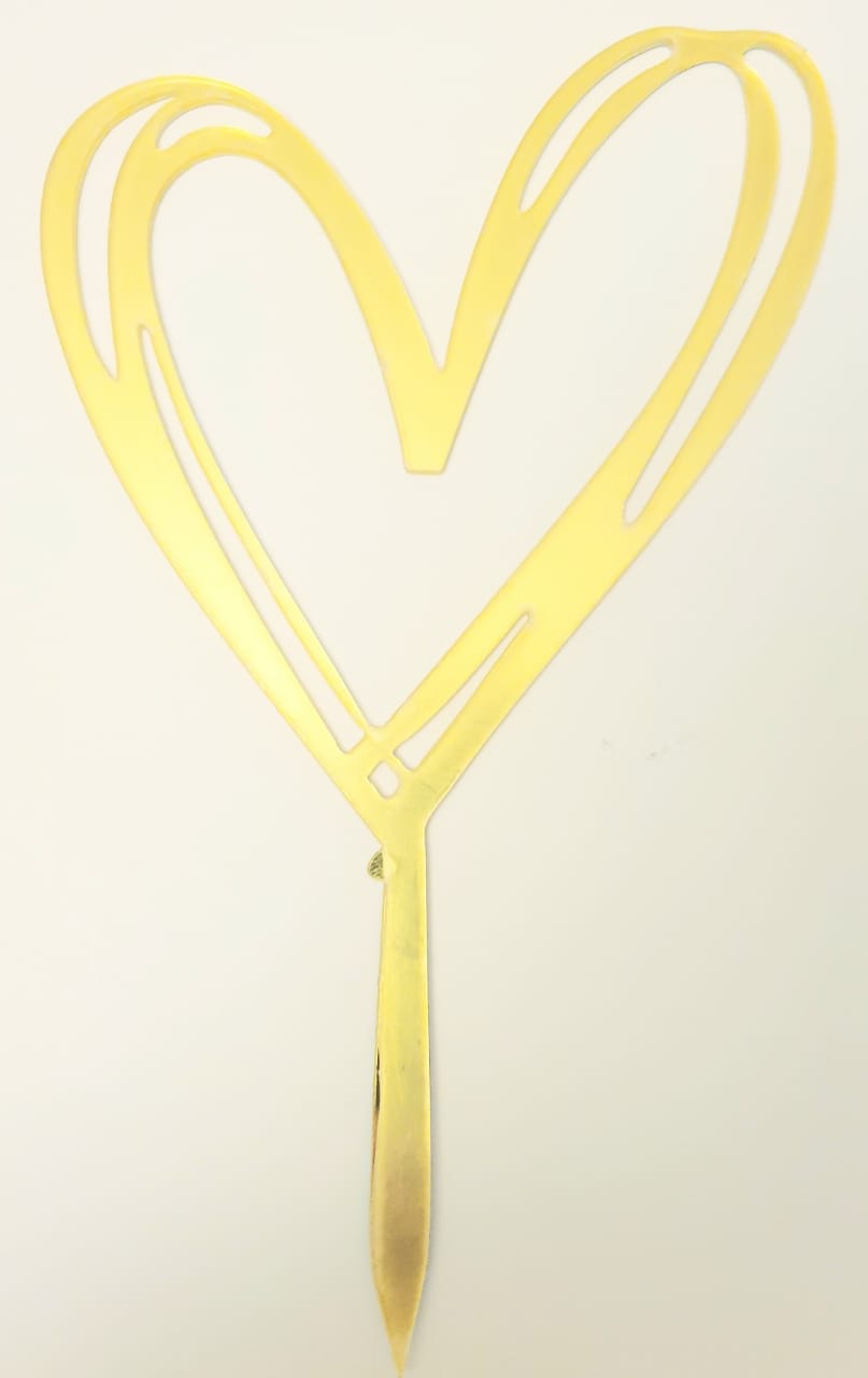 Acrylic Cake Topper Gold - Heart (whimsy)